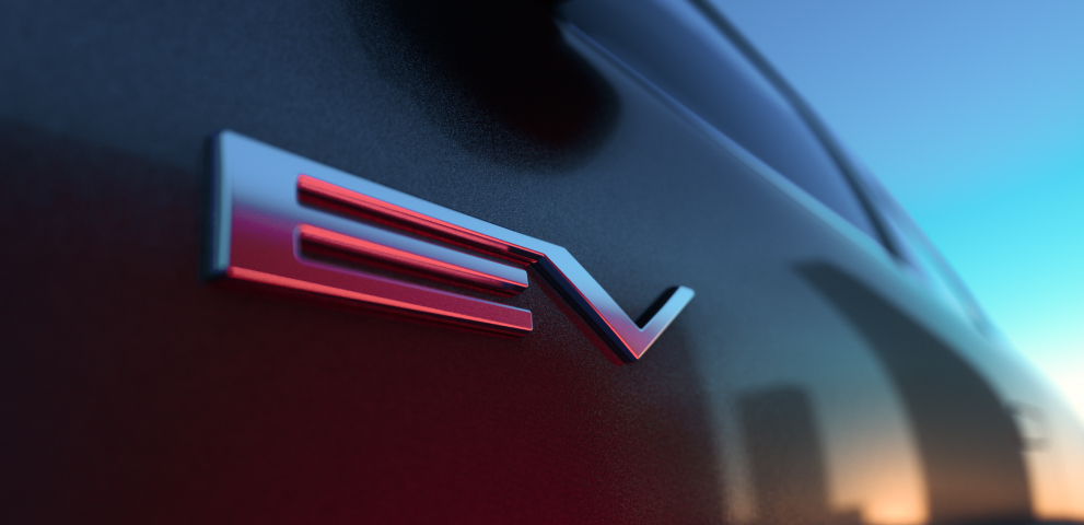 Detailaufnahme des EV-Badge am Heck des Eclipse Cross.