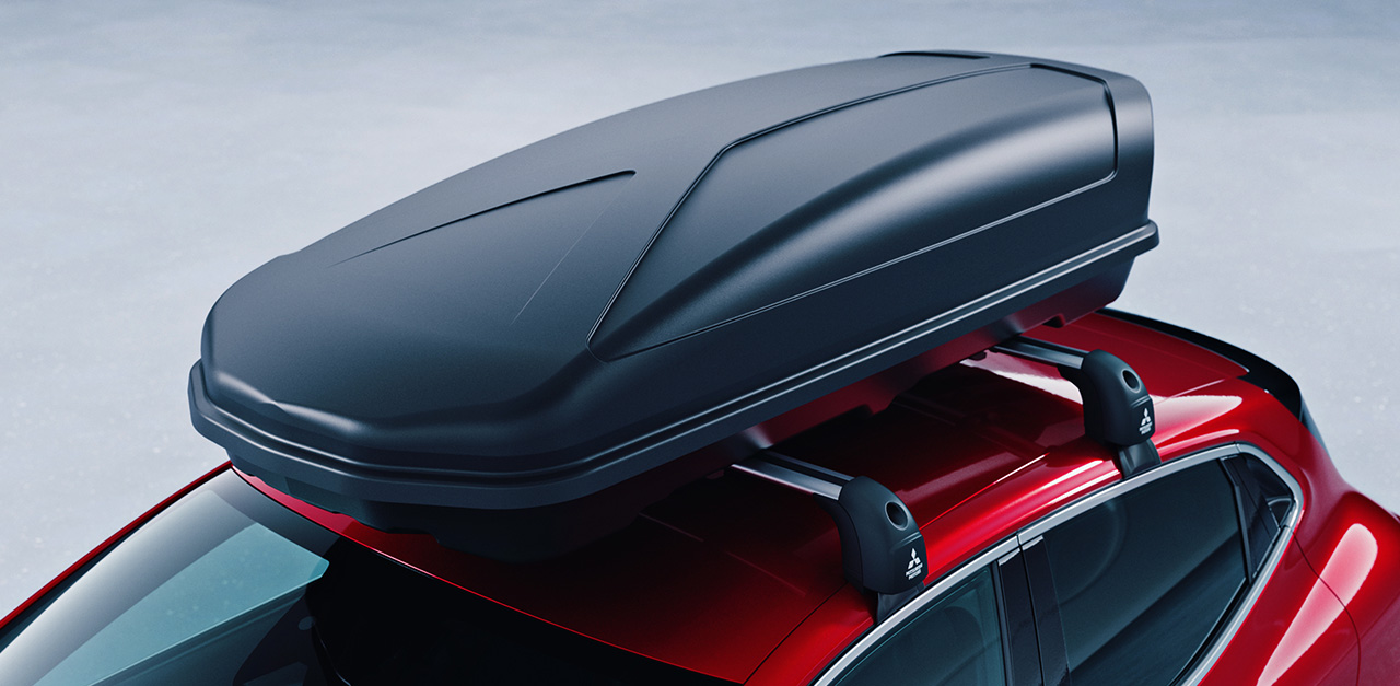 Dachgrundträger und Dachbox für den Mitsubishi COLT    