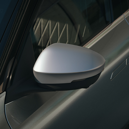 Nahaufnahme eines Au&szlig;enspiegels am Mitsubishi Eclipse Cross.
