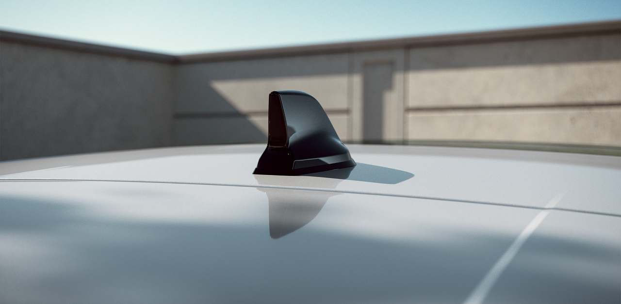 Detailaufnahme der aerodynamischen Dachantenne