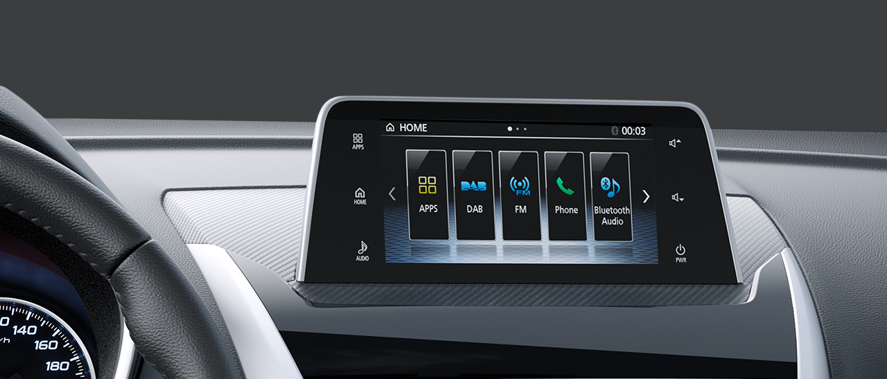 Eclipse Cross Spirit+ Cockpit mit Smartphone Link Display Audio Cockpitaufnahme mit Display und Bedienelementen des Infotainment-Systems Smartphone Link Display Audio im Eclipse Cross Spirit+