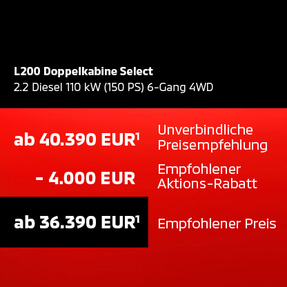 Preis L200 Doppelkabine Select Preisberechnung L200 Doppelkabine Select ab 36.390 EUR¹