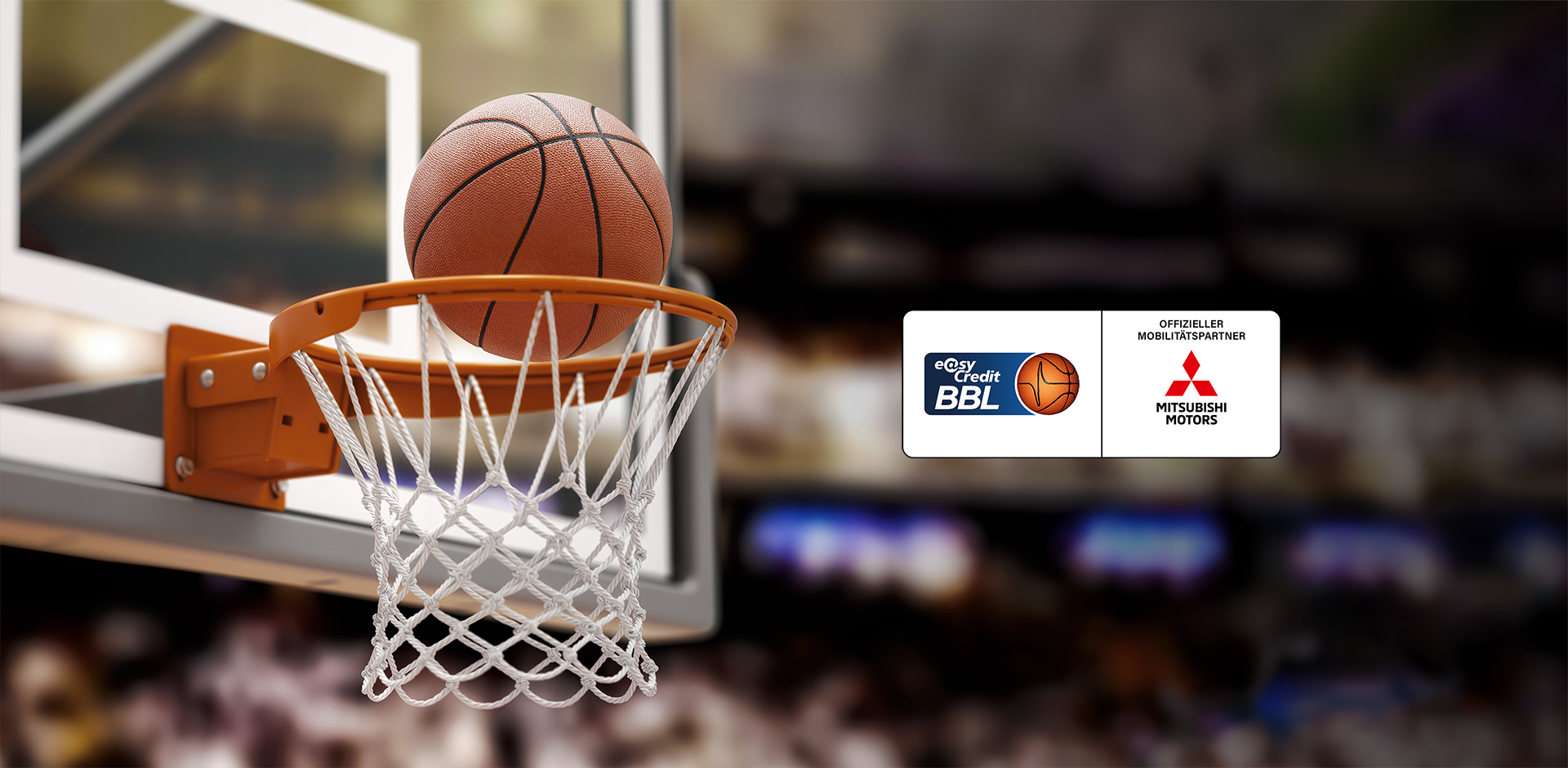 Logo der easyCredit Basketball Bundesliga neben dem Mitsubishi Logo